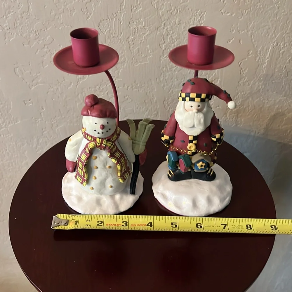 Christmas candle holders - Snowman snd Santa Clause